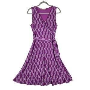 41 Hawthorne Kassidy Purple Faux Wrap Dress M V-Neck Bloomcore Fit & Flare Party